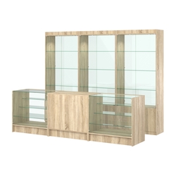 Комплект витрин ЭК-02 и прилавков ЭК-4, Дуб сонома