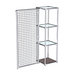 Хромированное вешало ЯЧЕЙКА №1-1 с полками стекло 6мм, Ясень Анкор темный