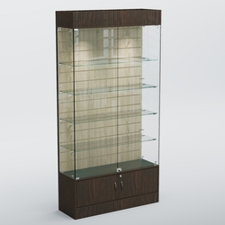 Витрина СЕТЬ №3-П с экономпанелью и полками, Дуб Венге и Дуб Сонома
