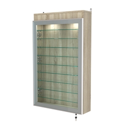 Витрина настенная №2-7А высокая с девятью полками и подсветкой серии Collecto, Дуб Сонома