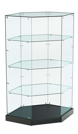 Витрина Хит продаж №14 (угловая шестигранная, открытая, З/C - стекло), Черный