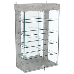 Витрина настенная НЕО №2А-3 с четырьмя полками и зеркалом, Бетон Чикаго светло-серый F186 ST9