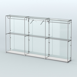 Торговая система ХРОМ (задняя стенка - стекло) 3600 мм с поручнями №8, Ясень Анкор светлый