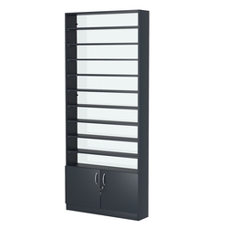 Стеллаж из ДСП с 9-ю полками 200x900 мм серии LEVEL-9 №10-1 (З/C - СТЕКЛО), Антрацит