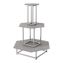 Торговый хромированный остров ПИРАМИДА №7 (полки ДСП 16мм), Бетон Чикаго светло-серый F186 ST9