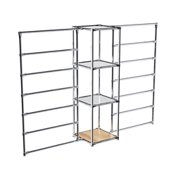 Хромированное вешало ГОРИЗОНТ №2-4 с зеркальными полками 4мм, Дуб Золотистый