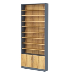 Стеллаж из ДСП с 8-ю полками 200x900 мм серии LEVEL-8 №10 (З/C - ДВП), Темно-серый и Дуб Золотистый