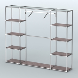 Торговая система ХРОМ без ДСП 2430 мм с полками ДСП и поручнями №11, Ясень Анкор темный