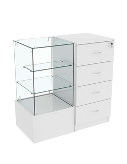 Прилавок двухсекционный Истра с двумя стеклянными полками №11+13, Серый