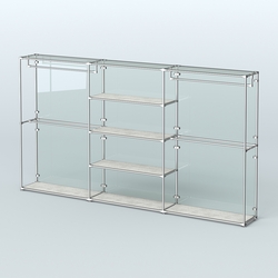 Торговая система ХРОМ (задняя стенка - стекло) 3600 мм с полками ДСП и поручнями №2, Метрополитан Грей