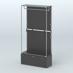 Торговая система ХРОМ (задняя стенка - ДСП) 1200 мм №2-1 с тумбой Т-11 и поручнями, Черный