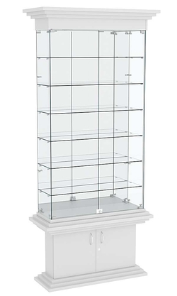 Витрина узкая с 6-ю полками и подсветкой КОЛОСС №32, Серый