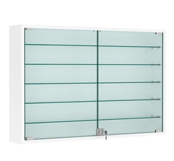 Витрина настенная №3-5А широкая с пятью стеклянными полками, Белый