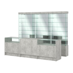 Комплект стеклянных витрин ИС-32 и прилавков ЭК-2, Метрополитан Грей