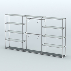 Торговая система ХРОМ без ДСП 3600 мм с прозрачными полками и поручнями №6, Темно-Серый