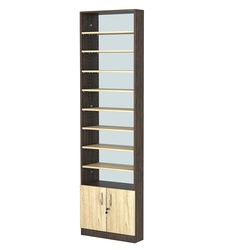 Стеллаж из ДСП с 8-ю полками 150x600 мм серии LEVEL-8 №2-2 (З/C - ЗЕРКАЛО), Дуб Венге + Дуб Сонома