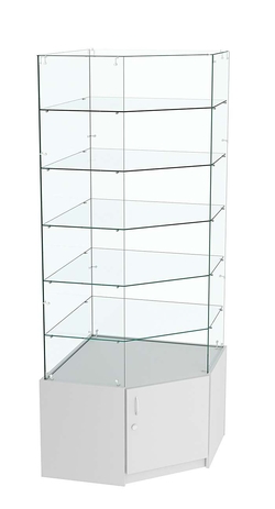 Витрина "Истра" угловая №9115, пятигранная, (З.С-стекло), без дверей, Серый