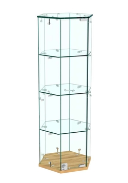 Витрина Истра настольная шестигранная №9  (прозрачная), Дуб Золотистый