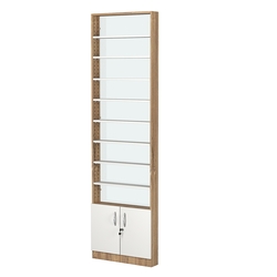 Стеллаж из ДСП с 8-ю полками 100x600 мм серии LEVEL-8 №1-1 (З/C - СТЕКЛО), Дуб Канзас коричневый + Белый