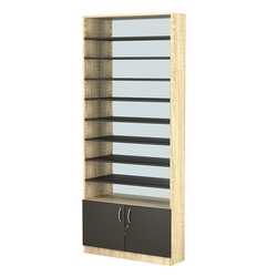 Стеллаж из ДСП с 8-ю полками 200x900 мм серии LEVEL-8 №10-2 (З/C - ЗЕРКАЛО), Дуб Сонома + Черный