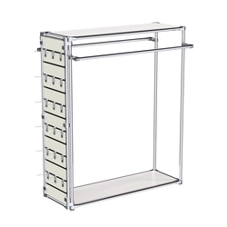 Хромированный стенд-вешало ETD-38 №1-3 (торец-ЭП) с полками ДСП 16мм, Ясень Анкор светлый