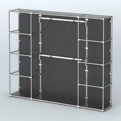 Торговая система ХРОМ (задняя стенка - ДСП) 2430 мм с прозрачными полками и поручнями №7, Черный