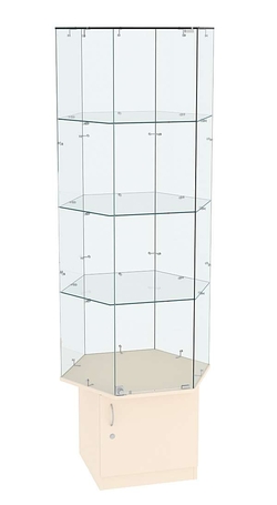 Витрина торговая шестисторонняя Истра №41  (прозрачная), Крем Вайс