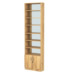 Стеллаж из ДСП с 6-ю полками 200x600 мм серии LEVEL-6 №3-2 (З/C - ЗЕРКАЛО), Дуб Золотистый