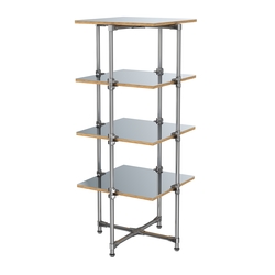 Хромированный стенд Прогресс №2-5 (с полками Зеркало 4мм), Дуб Золотистый