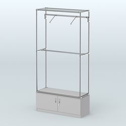 Торговая система ХРОМ без ДСП 1200 мм №4-4 с тумбой Т-21 и поручнями, Серый