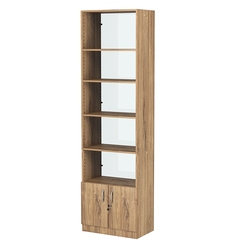 Стеллаж из ДСП с 4-мя полками 350x600 мм серии LEVEL-4 №6-1 (З/C - СТЕКЛО), Дуб Канзас коричневый