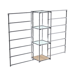 Хромированное вешало ГОРИЗОНТ №2-1 с полками стекло 6мм, Дуб Сонома