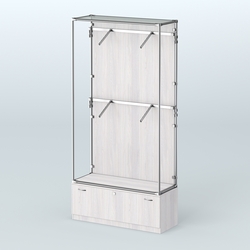 Торговая система ХРОМ (задняя стенка - ДСП) 1200 мм №3-1 с тумбой Т-11 и поручнями, Ясень Анкор светлый