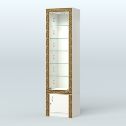 Витрина высокая с декором №ВБА-502С, Белый