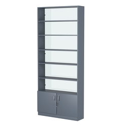 Стеллаж из ДСП с 5-ю полками 250x900 мм серии LEVEL-5 №11-1 (З/C - СТЕКЛО), Темно-Серый