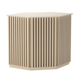 Торговый стол-прилавок шестигранный с планками серии ВЕРТИКАЛЬ №22, Крем Вайс