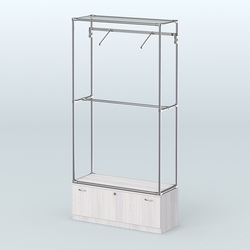 Торговая система ХРОМ без ДСП 1200 мм №4-1 с тумбой Т-11 и поручнями, Ясень Анкор светлый