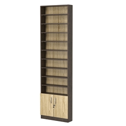 Стеллаж из ДСП с 9-ю полками 150x600 мм серии LEVEL-9 №2 (З/C - ДВП), Дуб Венге + Дуб Сонома