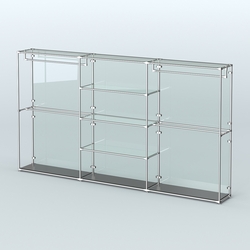 Торговая система ХРОМ (задняя стенка - стекло) 3600 мм с прозрачными полками и поручнями №2, Черный