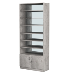 Стеллаж из ДСП с 6-ю полками 400x900 мм серии LEVEL-6 №14-2 (З/C - ЗЕРКАЛО), Бетон Чикаго светло-серый F186 ST9