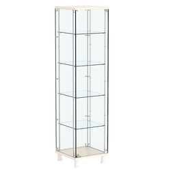 Витрина РОНДО с регулировочными полками №2-1-РЕГ на ножках (задняя стенка стекло), Крем Вайс