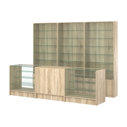 Комплект витрин с регулировочными полками NE-6 №12 и прилавков ЭК-4, Дуб сонома