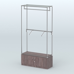 Торговая система ХРОМ без ДСП 1200 мм №2-4 с тумбой Т-21 и поручнями, Ясень Анкор темный