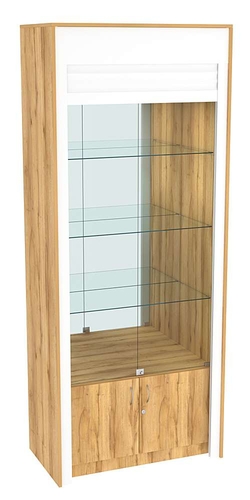 Торговая витрина с рольставнями ЭК-1-3, Дуб Золотистый