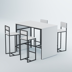 Комплект барный стол "Кофе-брейк" №3 и стулья, Белый