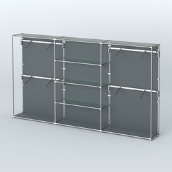 Торговая система ХРОМ (задняя стенка - ДСП) 3600 мм с прозрачными полками и поручнями №5, Темно-Серый