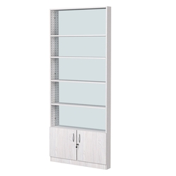 Стеллаж из ДСП с 4-мя полками 100x900 мм серии LEVEL-4 №8-2 (З/C - ЗЕРКАЛО), Ясень Анкор светлый