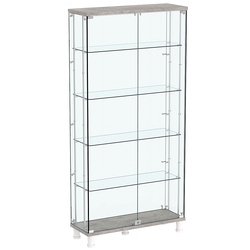 Витрина РОНДО с регулировочными полками №3-1-РЕГ на ножках (задняя стенка стекло), Бетон Чикаго светло-серый F186 ST9