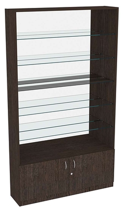 Витрина СЭСП-О №1-1-300 (З/C - Зеркало) со стеклянными полками, Дуб Венге