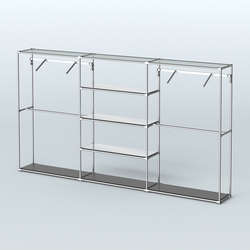 Торговая система ХРОМ без ДСП 3600 мм с зеркальными полками и поручнями №10, Черный